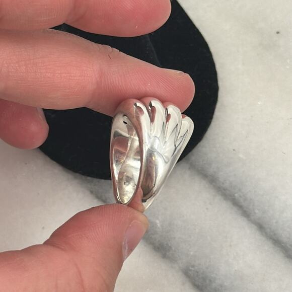 NWOT sterling silver puffy round wavy ring size 7.5 - Picture 4 of 5